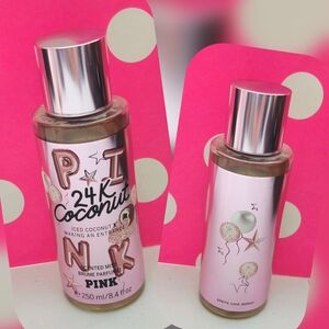 PINK Victoria's Secret 24K Coconut Scented Mist - Pink and Silver